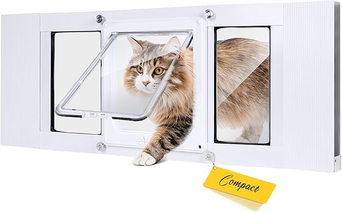 Cat Door for Window with Safety Window Lock, Adapt to Windows of Different Width by HOMEPEDIA