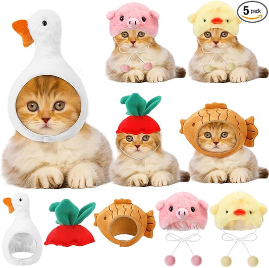 Weewooday 5 Pcs Cat Adorable Costume Pig Chick Goose Watermelon Taiyaki Fish by Weewooday