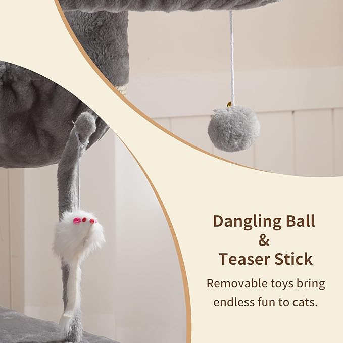 Heybly Cat Tree with Toy, Cat Tower condo - Image 4