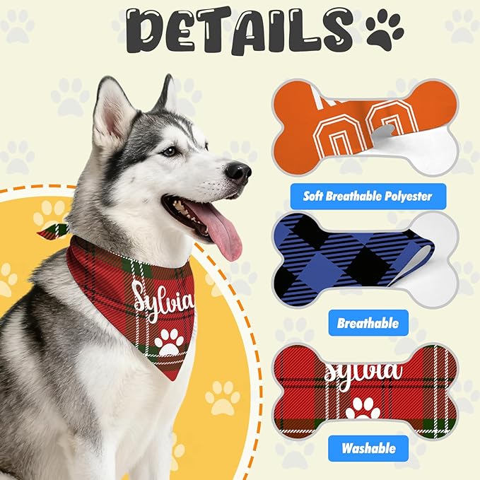 Custom Dog Bandana with Name, Personalized Pet Bandana - Image 5