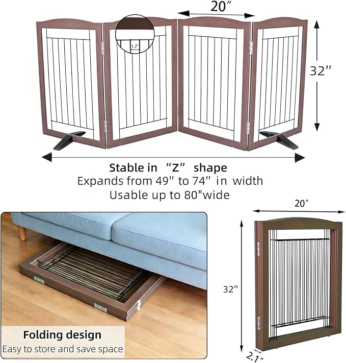 ZJSF Freestanding Dog Fence Indoor, Foldable Dog Gate - Image 7