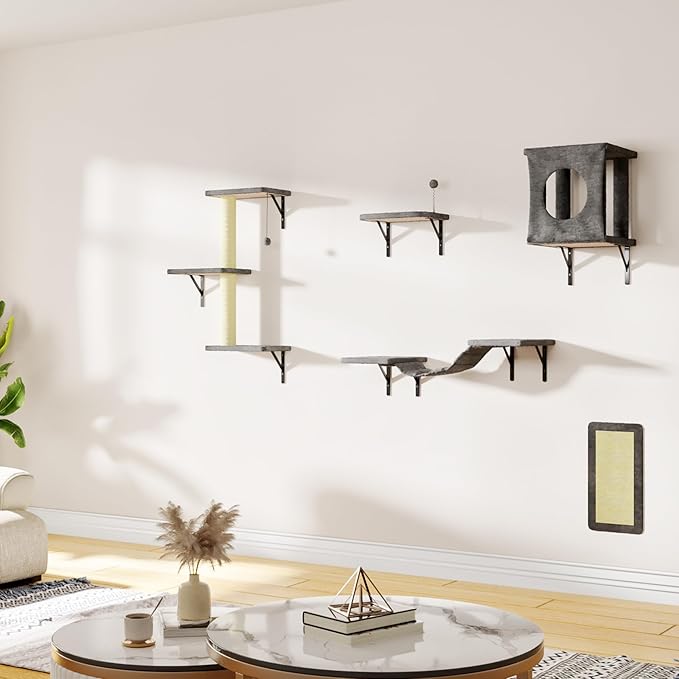 NUNU LAB Cat Wall Shelves, 10-in-1 Wall-Mounted Cat Furniture Set, Large Cat - Image 8