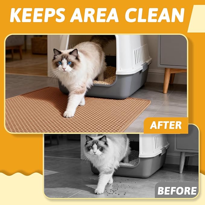 Pieviev Cat Litter Mat Double Layer Waterproof Urine Proof Trapping Mat 1 Pack - Image 5
