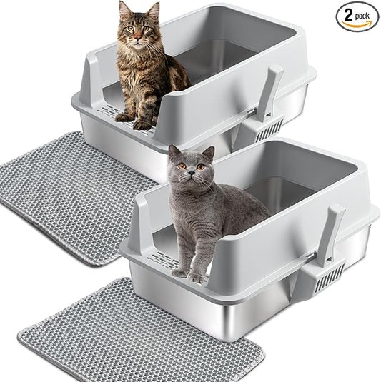 2 Pack Stainless Steel Cat Litter Box by StainlessSteelLitterBox
