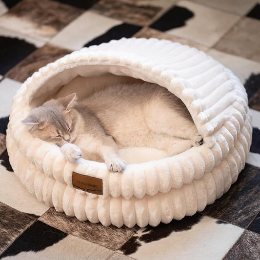 CHEERPALS Cat Cave Bed for Indoor Cats, Washable Covered Cat Bed Hooded Kitty by CHEERPALS
