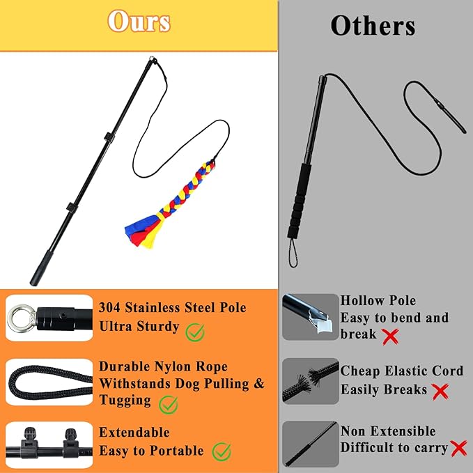 ASOCEA Flirt Pole for Dogs, Heavy Duty Dog Teaser Wand - Image 3