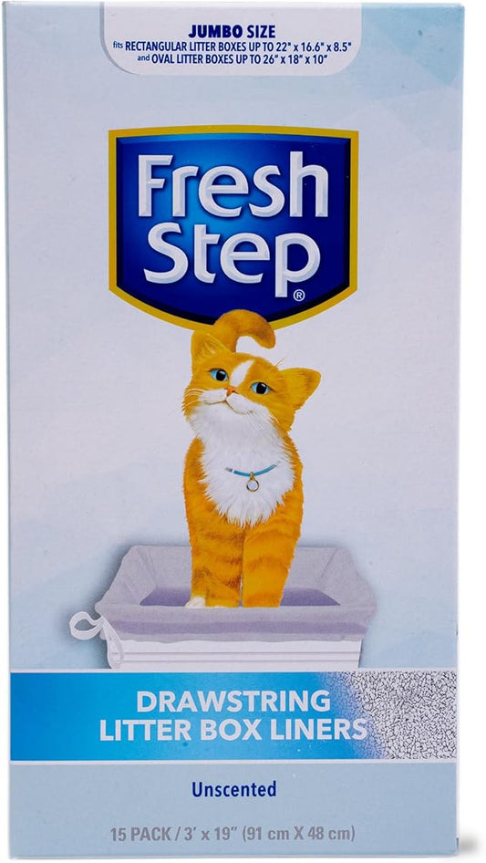 Fresh Step Jumbo Drawstring Cat Litter Box Liners X-Large Oval Rectangle Pans by FreshStep