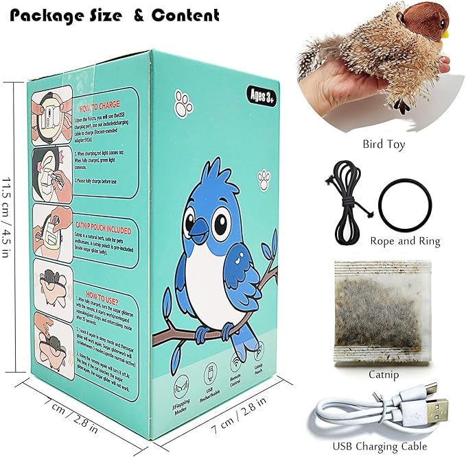 Tipmant Realistic Electric Birds Cat Teaser Interactive Toy Kitten Kitty - Image 6