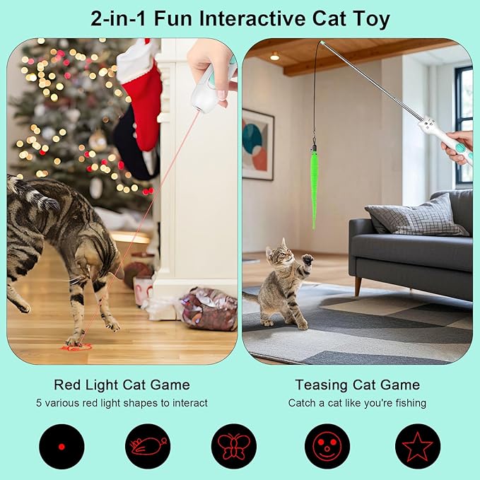 TBTeek Cat Toy, 2in1 Light and 22" Retractable Pole - Image 2