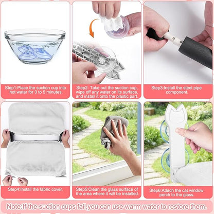 2 Pack Cat Window Perch, Cat Window Hammock Cordless Foldable Window Bed - Image 6
