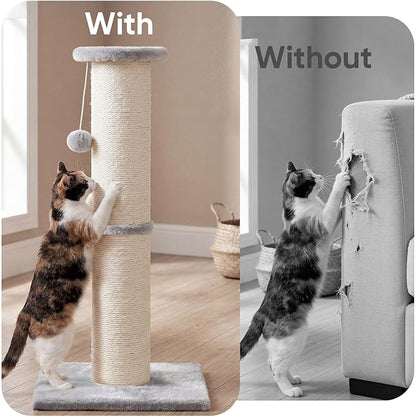 PAWSCRAT Cat Scratching Post 32" Tall, 5-Inch Diameter Natural Sisal Cat - Image 4