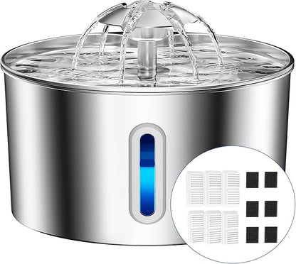 Stainless Steel Cat Water Fountain - 108oz/3.2l Metal Pet Water Bowl Dispenser by CatWaterFountain