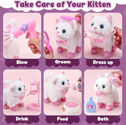 G.C Cat Toys for Kids Girls, Electronic Interactive Stuffed Cat Walk Meow and - Image 4