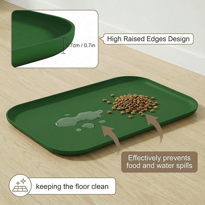 BLESWIN Waterproof Silicone Pet Feeding Mat Green - Image 3