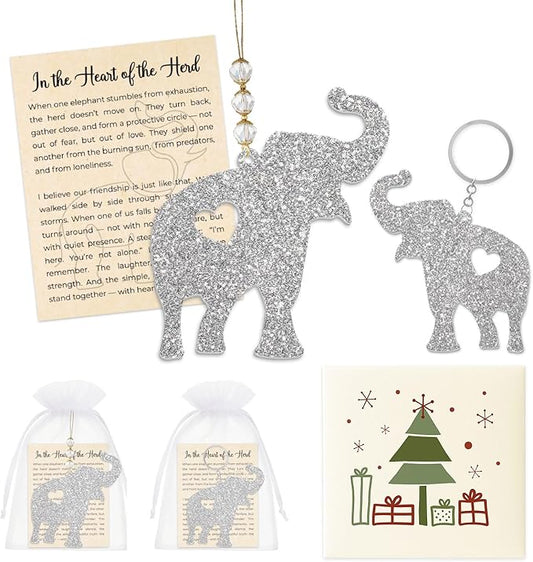 Set2 Elephant Ornament, Meaningful Christmas Ornaments by MusemoryCreations