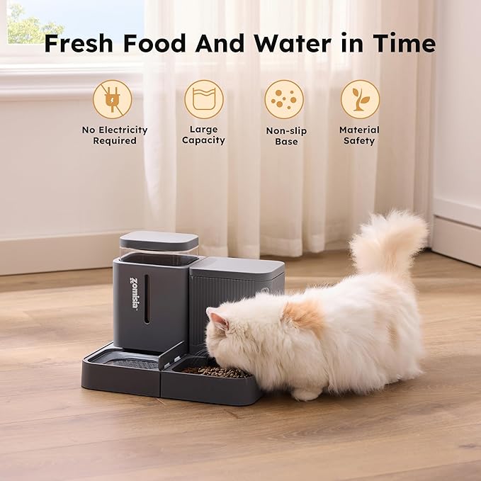 ZOMISIA Gravity Cat Feeder and Water Dispenser, 2 in 1 Automatic Cat Feeder - Image 5