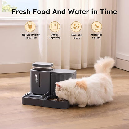 ZOMISIA Gravity Cat Feeder and Water Dispenser, 2 in 1 Automatic Cat Feeder - Image 5