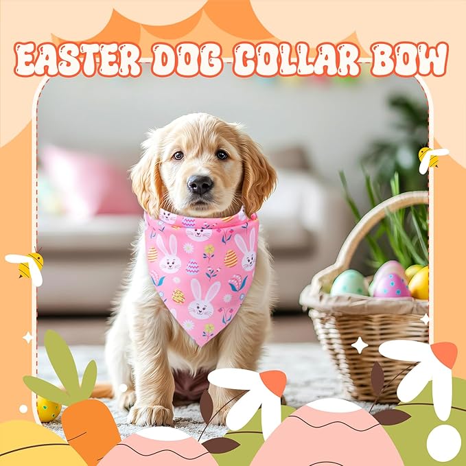 Preboun 50 Pcs Easter Dog Bandanas Bulk Bunny Dog Bandanas - Image 7