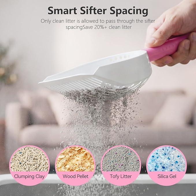 Cat Litter Scoop with Holder, 3 in 1 Metal Kitty Scooper, Heavy Duty Deep - Image 4