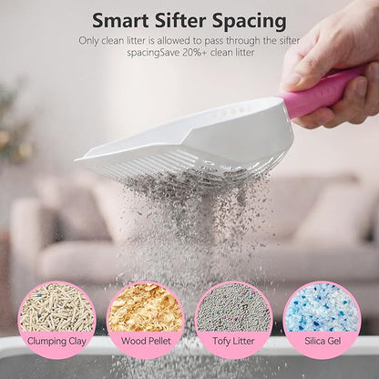 Cat Litter Scoop with Holder, 3 in 1 Metal Kitty Scooper, Heavy Duty Deep - Image 4