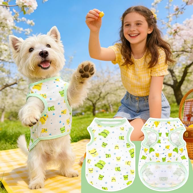 PETCARE Cartoon Dog Shirts for Small Dogs Cute Dog Clothes Green Frog Tshirt - Image 6