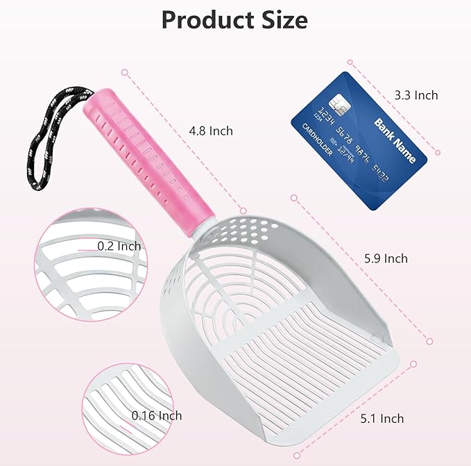 Cat Litter Scoop with Holder, 3 in 1 Metal Kitty Scooper, Heavy Duty Deep - Image 2