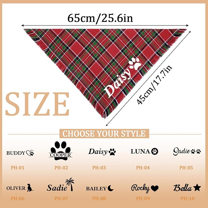 Personalized Dog Bandana with Embroidered Name, Custom Pet Scarf - Image 6