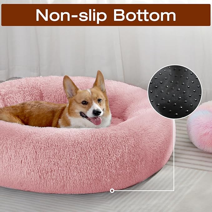 JOLLYVOGUE Dog Bed, Calming Anti-Anxiety Large Dog Bed, Fluffy Donut Cushion - Image 5