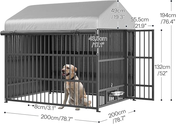 HOOBRO Dog Kennel Outdoor with Cover, 6.6 x 6.6 x 6.4 ft Dog Kennel Outside - Image 3