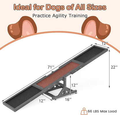 PETSITE Wooden Dog Agility Seesaw, Dog Exercise & Play Set, Outdoor Run Game Toy - Image 4