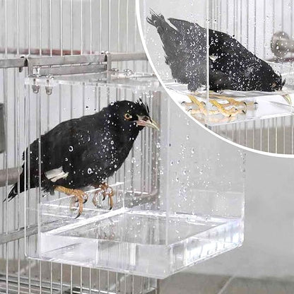 GURECOD Hanging Bird Bath Cube Bird Bathtub Bath Shower Box Bowl Cage Accessory - Image 2