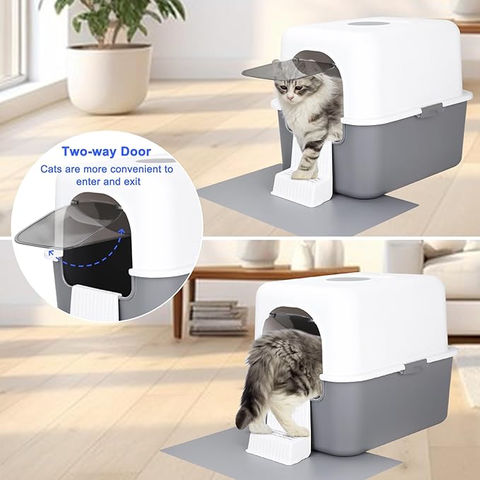 Sfozstra Grey Enclosed Cat Litter Box - Image 7