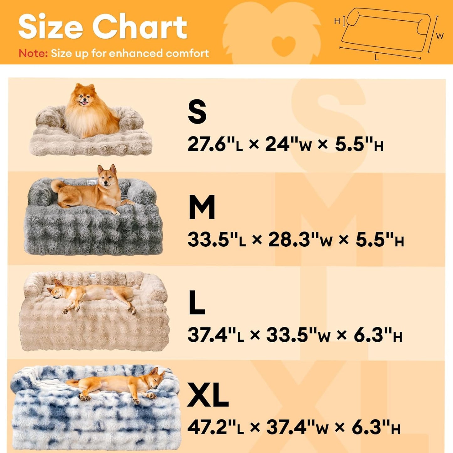 FUNNY FUZZY Pet Fluffy Plush Calming Dog Couch Bed Sofa Protector Washable Pets Mat for Large Medium Small Dogs and Cats (Tie-dye Grey,47.24 × 37.4 × 6.3 in)