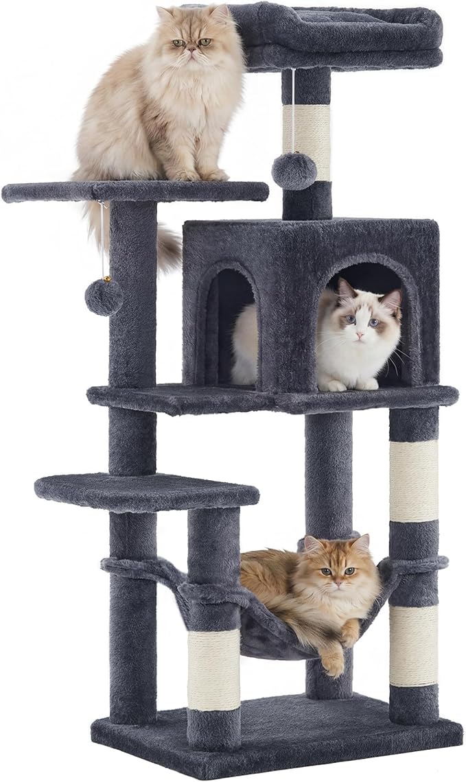 SONGMICS HOME Cat Tree for Indoor Cats, Hammock and Condo, Dark Gray by SONGMICSHOME
