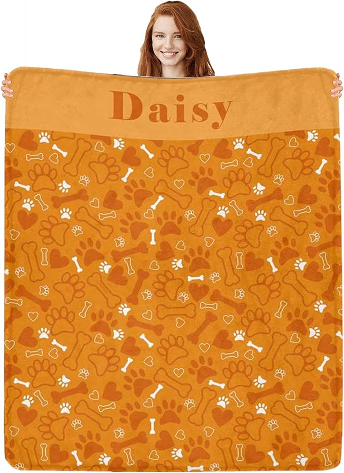 Personalized Paw Print Dog Blanket by Artsadd