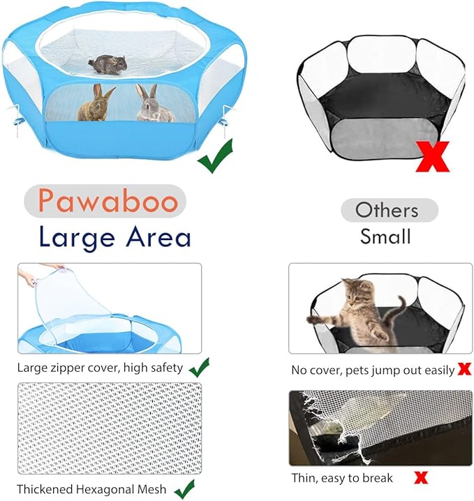 Pawaboo Small Animals Playpen, Waterproof Small Pet Cage Tent - Image 3