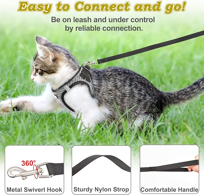 Cat Harness and Leash for Walking Escape Proof, Adjustable Kitten Vest Harness - Image 4