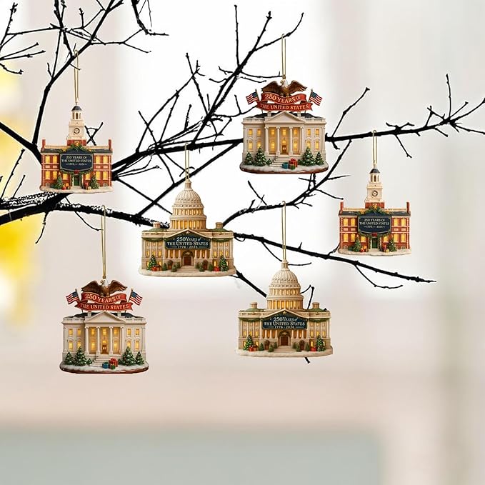 6 Pcs USA 250th Anniversary Ornaments 2D Acrylic Patriot Memorial Ornament - Image 5