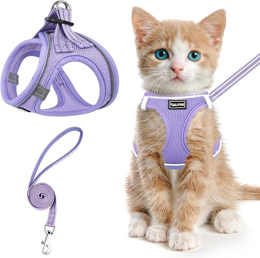 Cat Harness and Leash for Walking Escape Proof, Adjustable Kitten Vest Harness by SALFSE