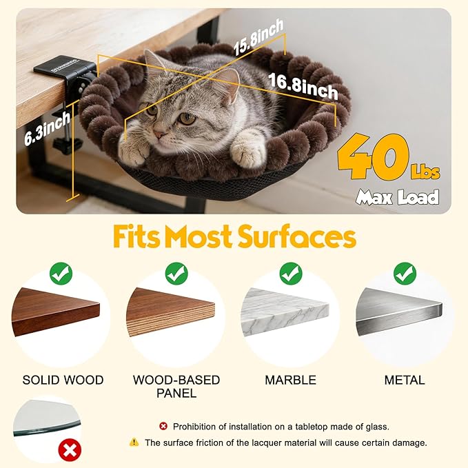 Foldable Cat Desk Bed with Sunken Design, 2 Dual-Sided Reversible Cushions - Image 7