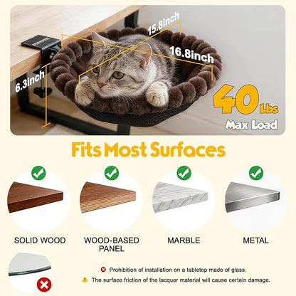 Foldable Cat Desk Bed with Sunken Design, 2 Dual-Sided Reversible Cushions - Image 7
