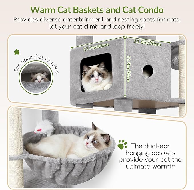 Globlazer 83in Heavy Duty Cat Tree, Giant Cat Tower - Image 3