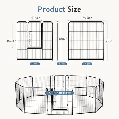 DUMOS Dog Playpen Indoor, Metal 32 Inch 12 Panels Foldable Pet Fence - Image 5