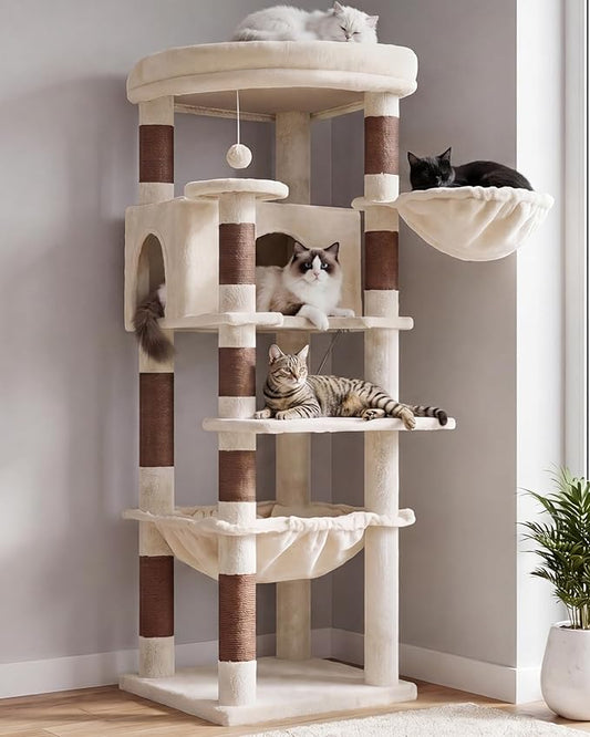 Heybly Cat Tree, 53.1-Inch Corner Stable Cat Tower by HEYBLY