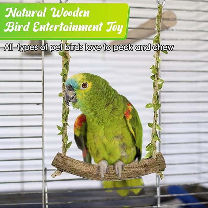 Natural Wood Bird Swing Perch - Image 5