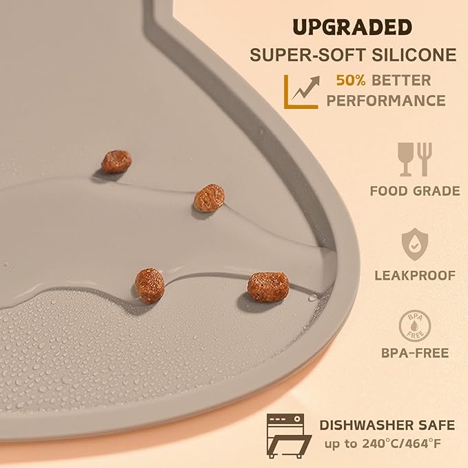 Cat Food Mat, Silicone Non Slip Dog Bowl Mat Waterproof Cat Feeding Mat Stop - Image 3