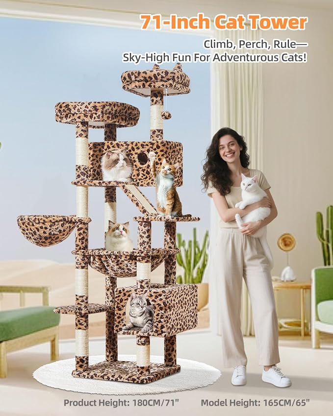 Taoqimiao Cat Tree 71-Inch, Cat Tower - Image 7