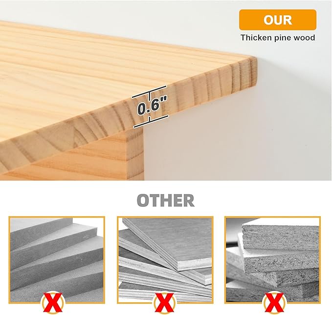 PETKABOO Cat Wall Shelves and Perches, Pine Wooden Cat Wall Furniture Climbing - Image 6