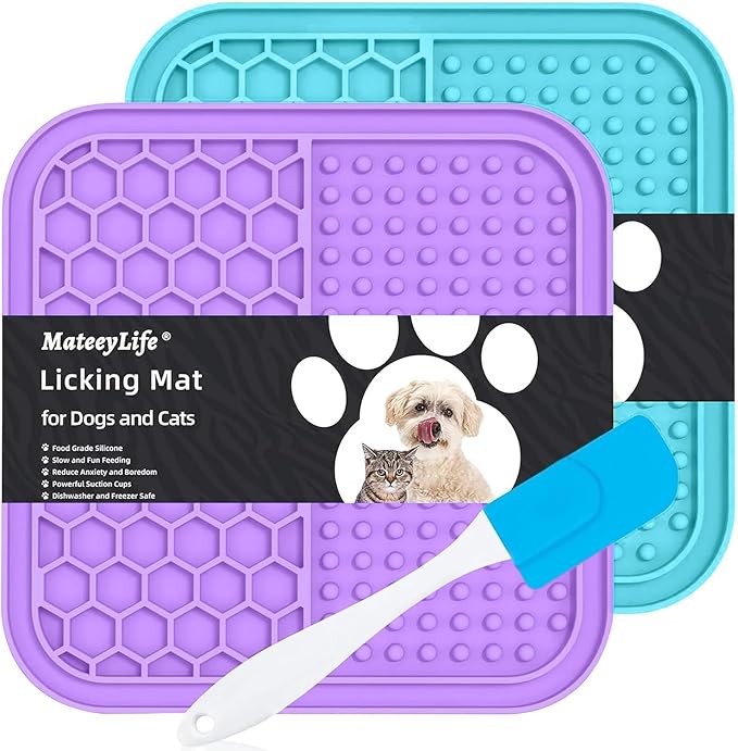 MateeyLife 2PCS Small Lick Mat for Dogs and Cats, Licking Mats for Dog Anxiety by MateeyLife