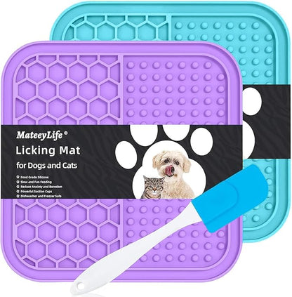 MateeyLife 2PCS Small Lick Mat for Dogs and Cats, Licking Mats for Dog Anxiety by MateeyLife